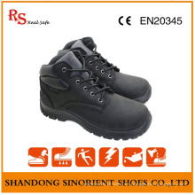 Zapatos de seguridad con punta de acero en cuero negro nobuck de vaca hechos en China